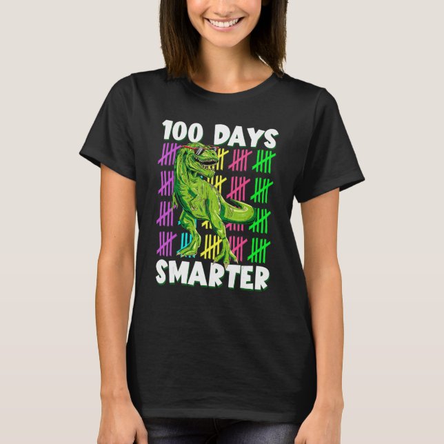 Camiseta 100 Days Smarter Dino Dinosaur rex 100 Days of Sch (Frente)