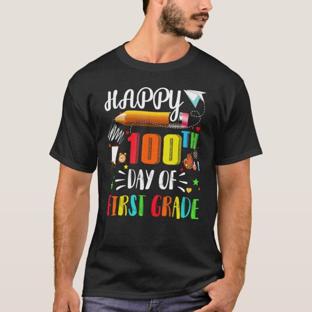 Camiseta 100 Days Smarter First Grade 100th Day Of School 1 (Frente)