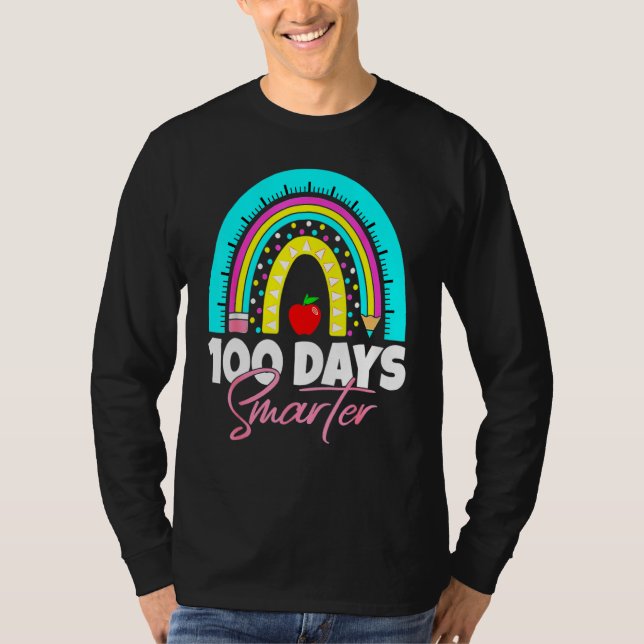Camiseta 100 Days Smarter Funny 100th Day Of School Rainbow (Frente)