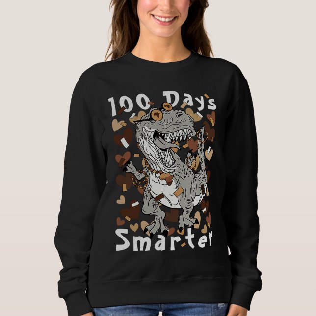 Camiseta 100 Days Smarter Melanin Dinosaur School Black Mel (Frente)