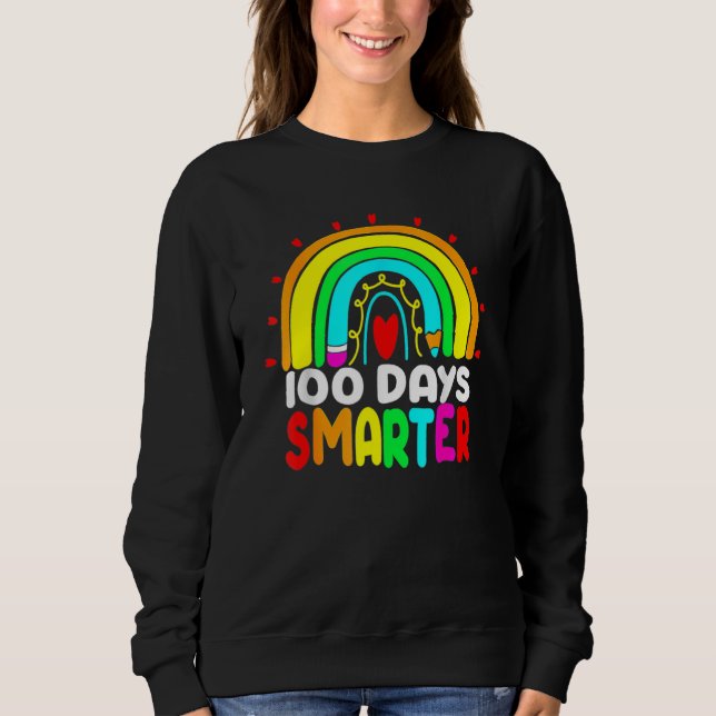 Camiseta 100 Days Smarter Rainbow 100th Day Of School Teach (Frente)