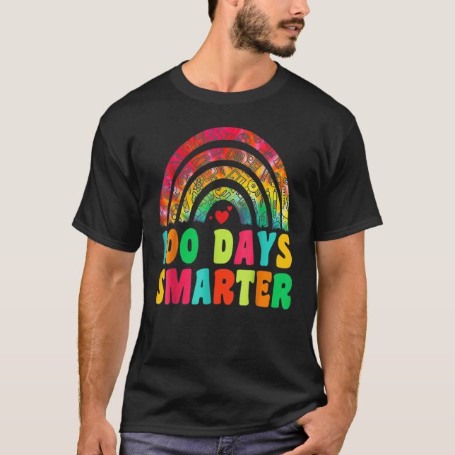 Camiseta 100 Days Smarter Rainbow 100th Day Of School Teach (Frente)