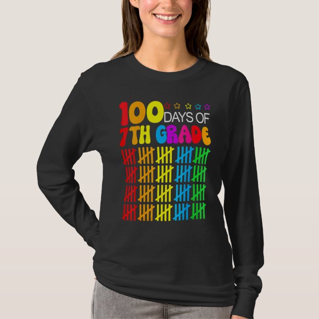 Camiseta 100 Days Smarter Seventh Grade 100th Day Of School (Frente)