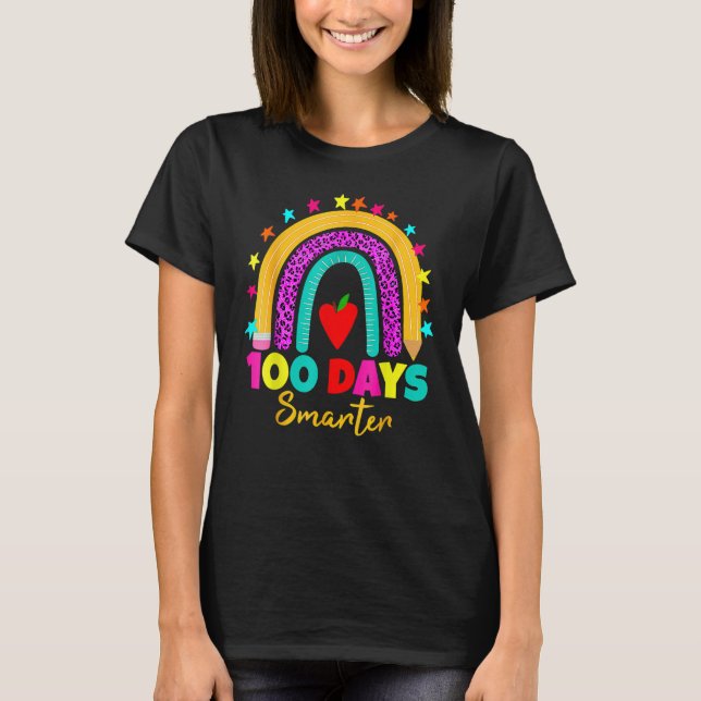 Camiseta 100 Days Smarter Teacher 100th Day Of School Rainb (Frente)
