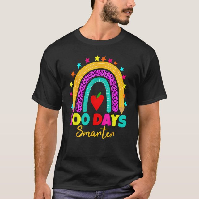 Camiseta 100 Days Smarter Teacher 100th Day Of School Rainb (Frente)