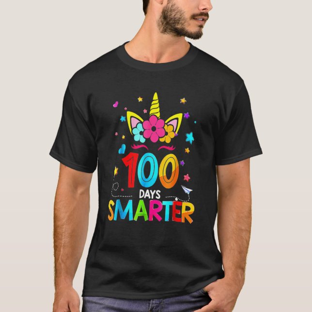 Camiseta 100 Days Smarter Teacher 100th Day Of School Unico (Frente)