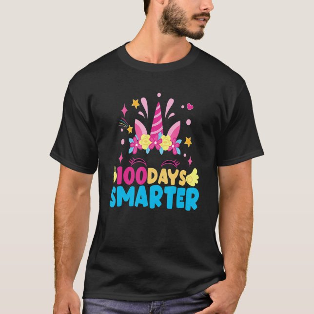 Camiseta 100 Days Smarter Unicorn Girls Teacher 100th Day O (Frente)