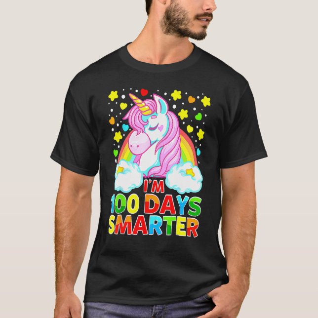 Camiseta 100 Days Smarter Unicorn Girls Teacher Students Ki (Frente)