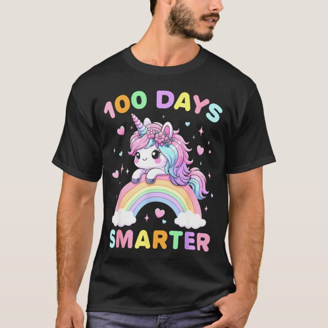 Camiseta 100 Days Smarter Unicorrn 100th Day Of School Kids (Frente)