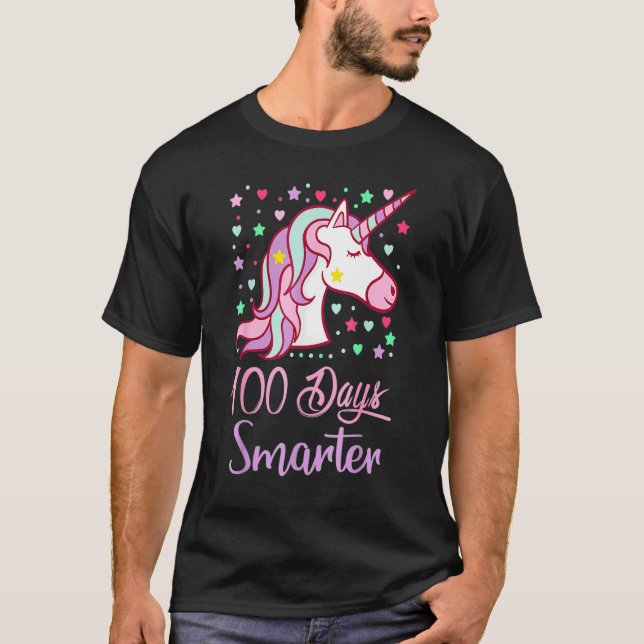 Camiseta 100 Days Smarter Women Girls Unicorn 100th Day Of  (Frente)