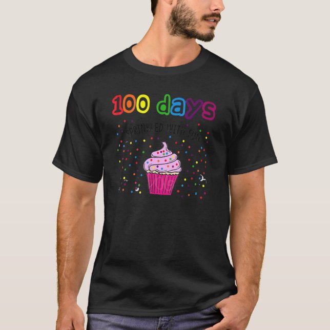 Camiseta 100 Days Sprinkled With Fun Cupcake 100 Days Of Sc (Frente)