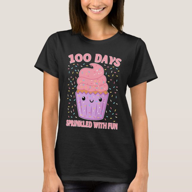 Camiseta 100 Days Sprinkled With Fun Cupcake 100th Day Of S (Frente)