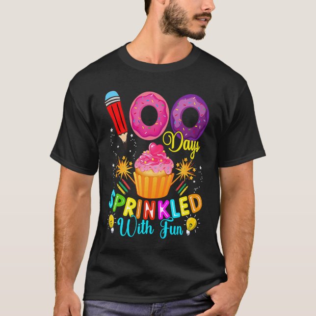 Camiseta 100 Days Sprinkled With Fun Cupcake 100th Day Of S (Frente)
