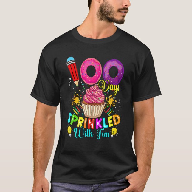 Camiseta 100 Days Sprinkled With Fun Cupcake 100th Day Of S (Frente)