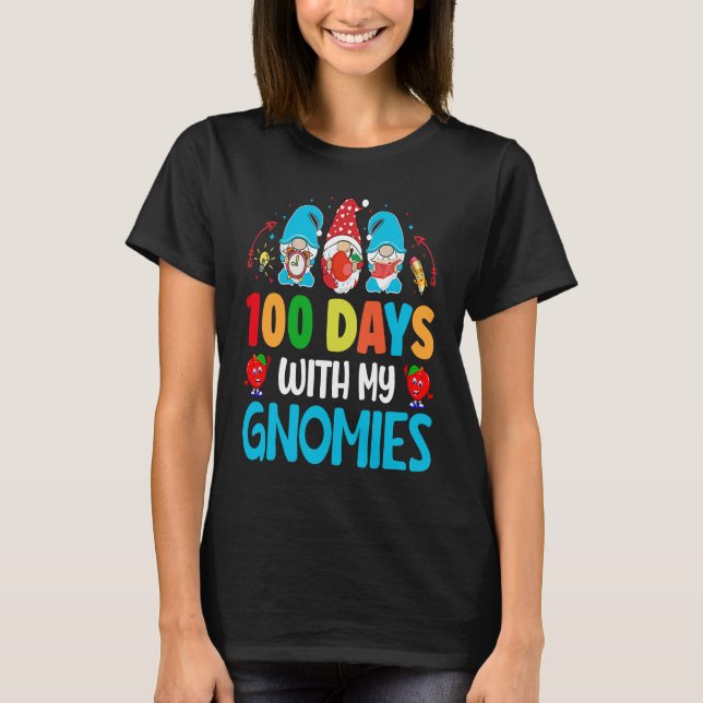 Camiseta 100 Days With My Gnomies 100 Days Of School Studen (Frente)