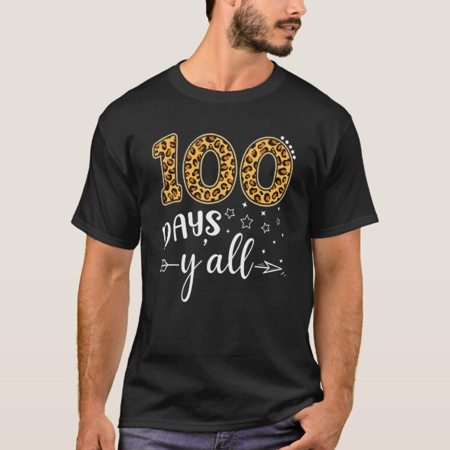 Camiseta 100 Days Y'all Leopard Happy 100th Day Of School T (Frente)