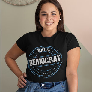Camiseta 100% Democrata Orgulhosa Foca Azul