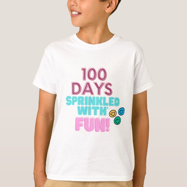 Camiseta 100 dias borrifados com diversão! Design por 100 d (Frente)