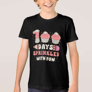 Camiseta 100 dias borrifados com divertidos 100 dias de esc
