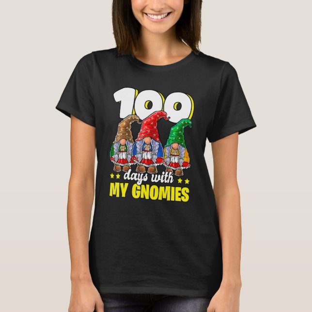 Camiseta 100 Dias Com Meus Gnomos Felizes 100 Dias De Escol (Frente)