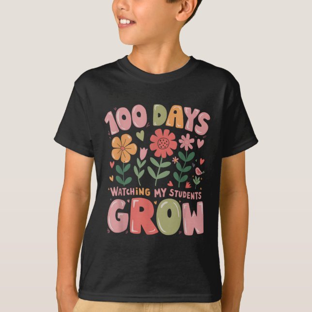 Camiseta 100 dias cultivando flores retrorreflectoras Profe (Frente)