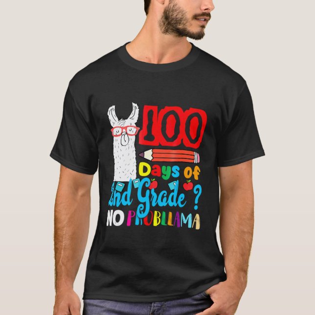 Camiseta 100 Dias da 2ª série sem problema  Lhama (Frente)