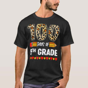 Camiseta 100 Dias Da 5ª Série Leopardo 100º Dia De Escola