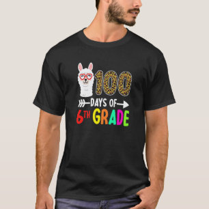 Camiseta 100 Dias Da 6ª Série Llama Crianças 100º Dia De Es