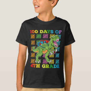 Camiseta 100 Dias Da Escola De Dinossauros T Rex Da 4ª Séri