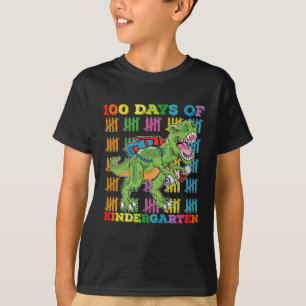 Camiseta 100 Dias Da Pré-Escola Do Dinossauro T Rex
