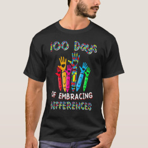 Camiseta 100 Dias de Abraçar Diferenças Conscientização sob