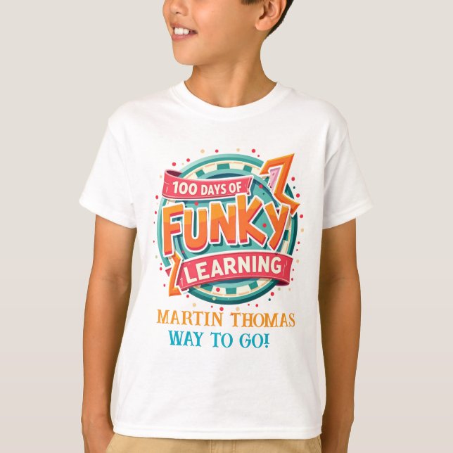 Camiseta 100 dias de aprendizado engraçado: Design personal (Frente)