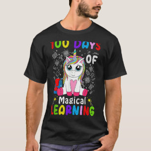 Camiseta 100 dias de aprendizado mágico de meninas Unicórni