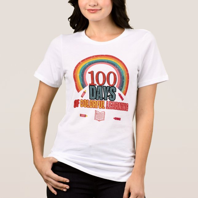 Camiseta 100 dias de aprendizagem colorida: educacional e d (Frente)