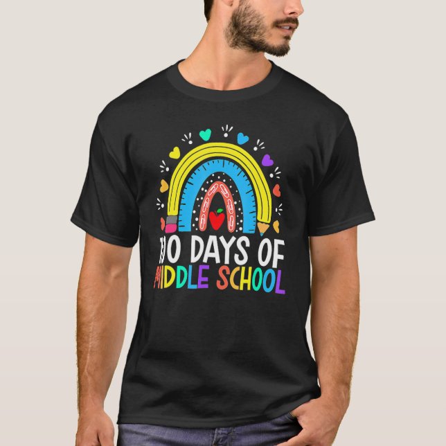 Camiseta 100 Dias De Arco-Íris Feliz 100 Dias Da Escola Méd (Frente)
