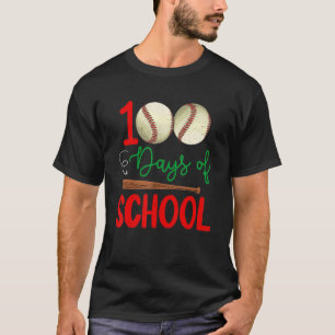Camiseta 100 Dias De Basebol Escolar 100.º Dia Da Escola Te