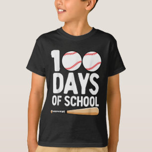 Camiseta 100 Dias De Basebol Escolar 100.º Dia Para Rapazes