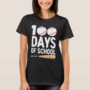Camiseta 100 Dias De Basebol Escolar 100.º Dia Para Rapazes