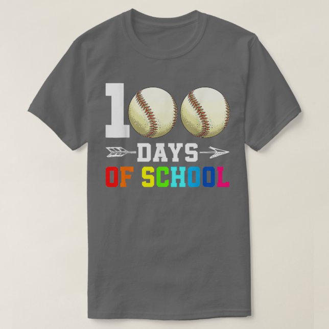 Camiseta 100 Dias De Basebol Escolar Amantes 100 Dias Mais  (Frente do Design)
