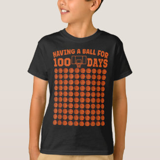 Camiseta 100 Dias De Basquete Escolar 100º Dia Para Rapazes