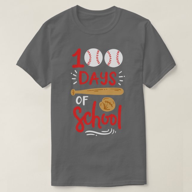 Camiseta 100 dias de beisebol escolar (Frente do Design)