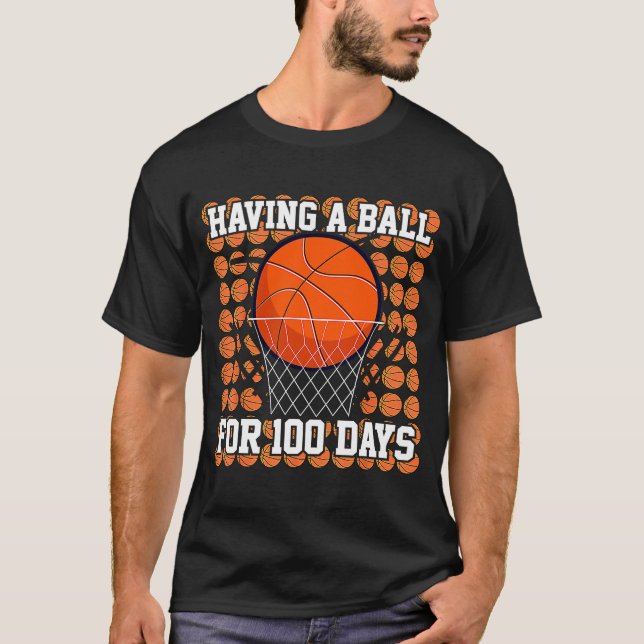 Camiseta 100 Dias De Bolas De 100 Dias De Basquete Escolar  (Frente)