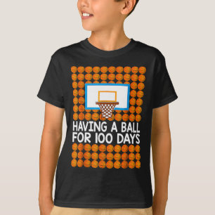 Camiseta 100 Dias De Bolas De 100 Dias De Basquete Escolar