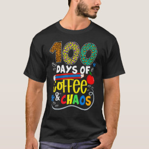 Camiseta 100 Dias de Café 100 Dia de Ensino Escolar