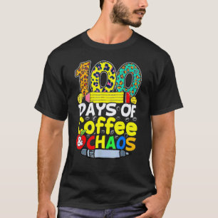 Camiseta 100 Dias De Café & Caos Feliz 100º Dia De Escola