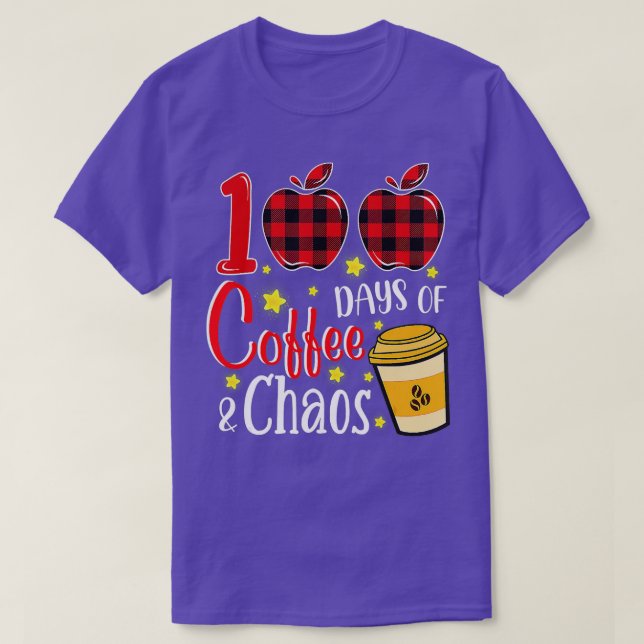 Camiseta 100 Dias De Café Caos Professores Engraçados 100 D (Frente do Design)