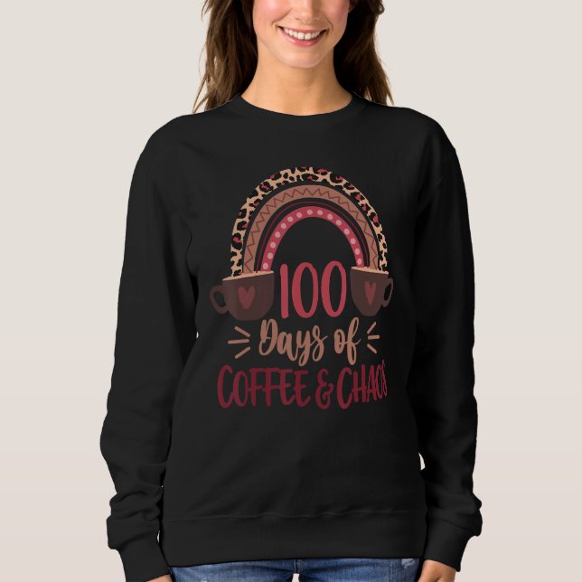 Camiseta 100 Dias De Café E Caos 100º Dia De Escola R (Frente)