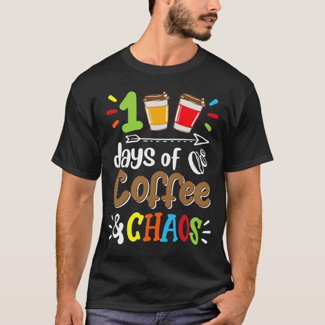 Camiseta 100 Dias De Café E Caos 100 Dias De Chá Escolar (Frente)