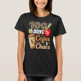 Camiseta 100 Dias De Café E Professora De Caos Feliz 100º D