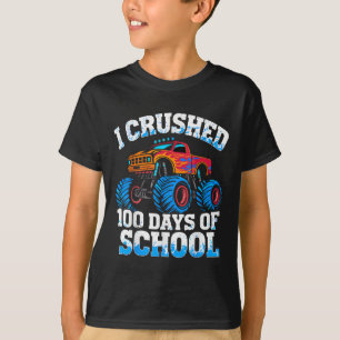 Camiseta 100 Dias De Caminhão-Monstro Escolar 100.º Dia De